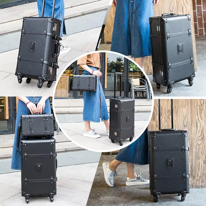 New Retro Rolling Luggage Spin - Retro Vintage Trunk Suitcase recension och pris
