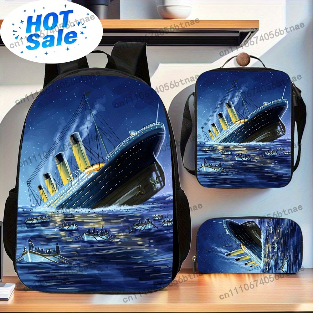 3pcs Titanic Pattern Backpack  - Handbags recension och pris
