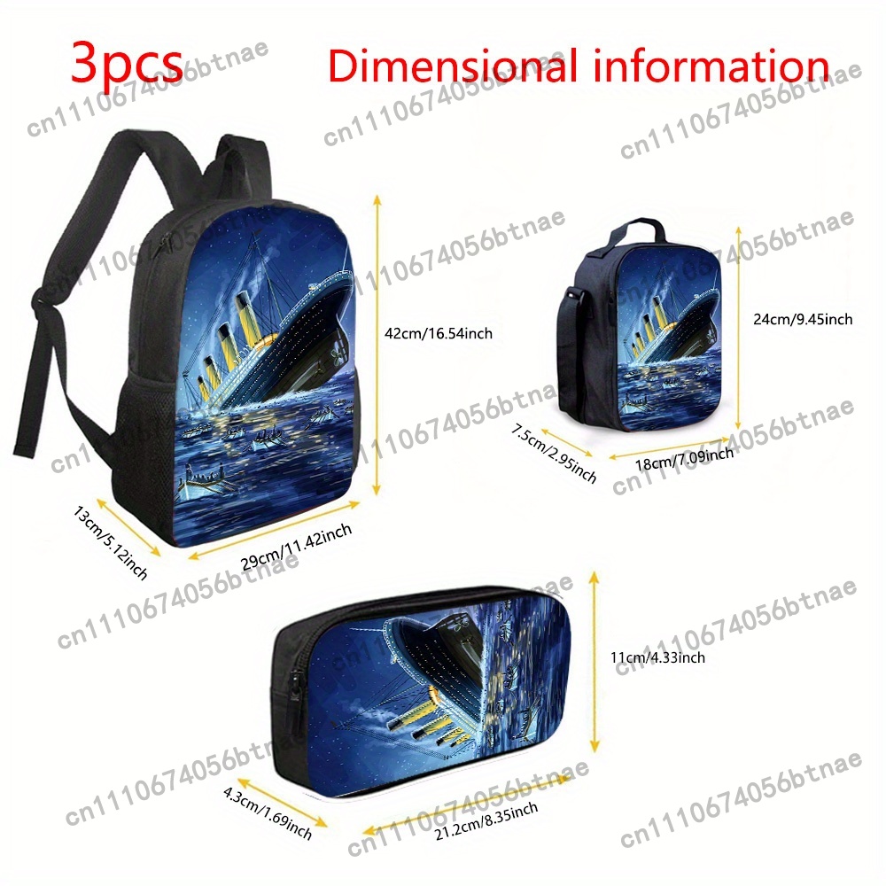 3pcs Titanic Pattern Backpack  - Handbags recension och pris
