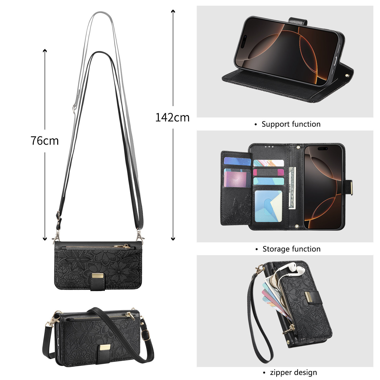 Leather Zipper Crossbody Flip  - Wallets recension och pris